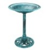Vintage Outdoor Garden Bird Bath w/ Fleur-de-Lis Accents, Green
