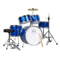 Kids Beginner All Wood Acoustic Drum Kit Starter Set w/ Stool, Drumsticks, Blue