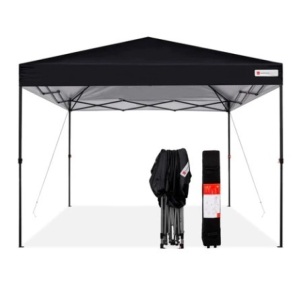 One-Person Setup Instant Pop Up Canopy w/ Wheeled Bag, 10x10ft, Black