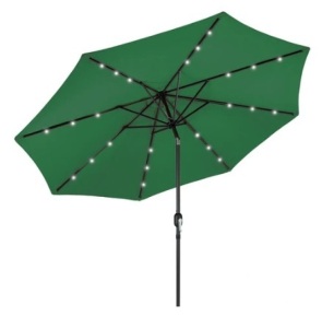 Solar LED Lighted Patio Umbrella w/ Tilt Adjustment, UV-Resistance - 10ft, Green