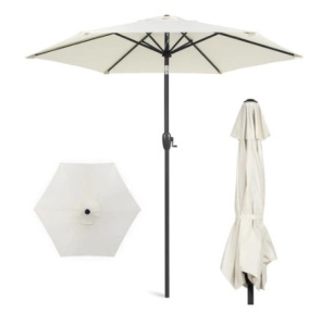 Outdoor Market Patio Umbrella w/ Push Button Tilt, Crank Lift - 7.5ft, Cream