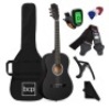 Beginner Acoustic Guitar Set w/ Case, Strap, Digital Tuner, Strings - 38in, Matte Black