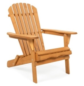 Folding Wooden Adirondack Chair Accent Furniture w/ Natural Finish - Brown