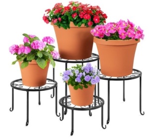 Set of 4 Indoor Outdoor Metal Nesting Plant Stands, Flowerpot Holders