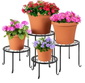 Set of 4 Indoor Outdoor Metal Nesting Plant Stands, Flowerpot Holders