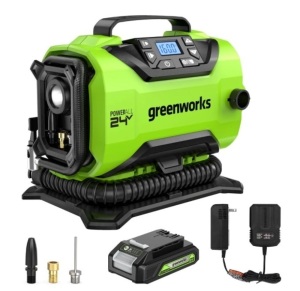 Greenworks 24V Portable Air Compressor, Powers Up, Appears new, Retail 129.99