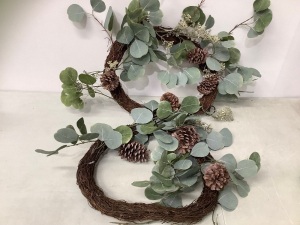 Lot of (2) Decorative Wreaths, E-Comm Return