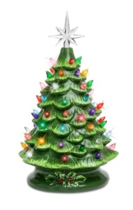 15in Pre-Lit Hand-Painted Ceramic Tabletop Christmas Tree w/ 64 Lights