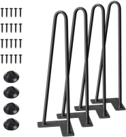 Heavy Duty Hairpin Furniture Legs&nbsp;with Rubber Floor Protectors,&nbsp;Black, 4 pcs - Appear&nbsp;New&nbsp;&nbsp;