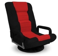 Gaming Floor Chair w/ 360-Degree Swivel, Armrest, Adjustable Backrest, Black/Red