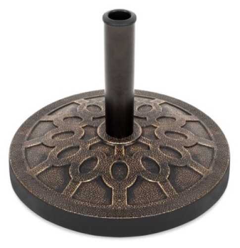 18in Round Patio Umbrella Base Stand w/ Rustic Finish, Appears New