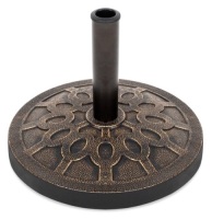 18in Round Patio Umbrella Base Stand w/ Rustic Finish, Appears New