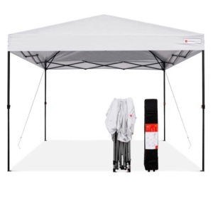 One-Person Setup Instant Pop Up Canopy w/ Wheeled Bag - 10x10ft, White