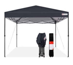 One-Person Setup Instant Pop Up Canopy w/ Wheeled Bag - 10x10ft, Gray