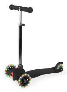 Kids Mini Kick Scooter Toy w/ Colorful Light-Up Wheels, Adjustable T-Bar, Black