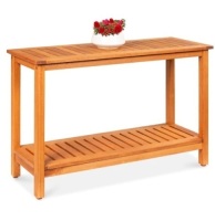 2-Shelf Wooden Console Table Storage Organizer w/ Natural Finish - 48in, Appears New
