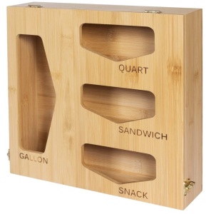 Bamboo Food Storage Bag Organizer, Appears New, Retail 37.90