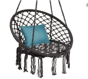 Handwoven Cotton Macramé Hammock Hanging Chair Swing, Appears New