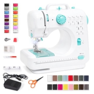 6V Portable Foot Pedal Sewing Machine w/ 12 Stitch Patterns, Teal