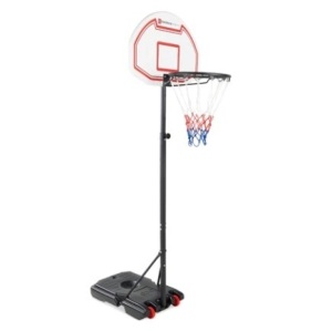 Kids Height-Adjustable Basketball Hoop, Portable Backboard System w/ Wheels, White