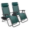 Set of 2 Adjustable Zero Gravity Patio Chair Recliners w/ Cup Holders, Forest Green, Appears New