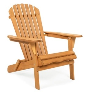 Folding Wooden Adirondack Chair Accent Furniture w/ Natural Finish - Brown, Appears New