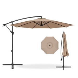 Offset Hanging Patio Umbrella - 10ft, Tan, Appears New