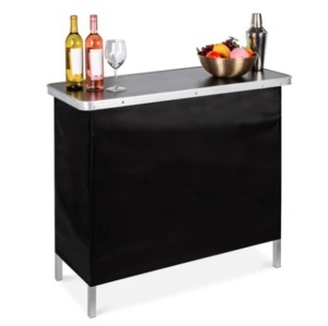 Portable Pop-Up Bar Table w/ Carrying Case, Removable Skirt, Appears New