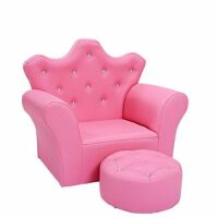 &nbsp;Pink Princess Kids Sofa Armrest Couch With Ottoman&nbsp;