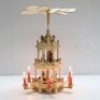 PIONEER-EFFORT Christmas Wooden Pyramid 18",&nbsp;3 Tier Hand-Painted Nativity Figurines with Turning Wings,&nbsp;6 Candleholders - Appears New&nbsp;