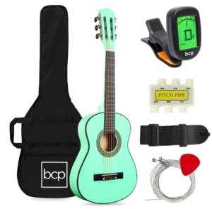 Kids Acoustic Guitar Beginner Starter Kit with Carrying Case - 30in, SoCal Green