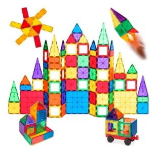 110-Piece Kids Magnetic Tiles STEM Construction Toy Building Block Set