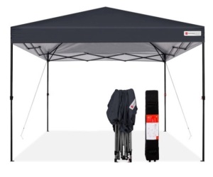 One-Person Setup Instant Pop Up Canopy w/ Wheeled Bag - 10x10ft, Gray