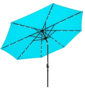 Solar LED Lighted Patio Umbrella w/ Tilt Adjustment, UV-Resistance - 10ft, Appears New