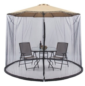 Adjustable Bug Net Accessory for Patio Umbrella w/ Zippered Door - 9ft