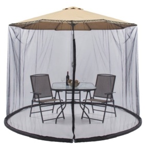 Adjustable Bug Net Accessory for Patio Umbrella w/ Zippered Door - 9ft