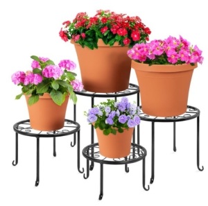 Set of 4 Indoor Outdoor Metal Nesting Plant Stands, Flowerpot Holders