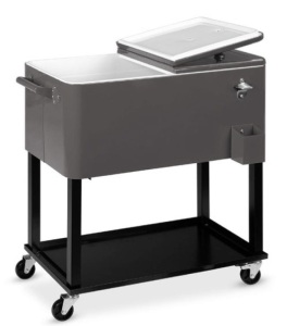 Portable Rolling Cooler Cart w/ Bottle Opener, Catch Tray - 80qt, Gray