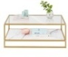 2-Tier Rectangular 2-in-1 Coffee Table w/ Glass & Faux Marble Top - 44in