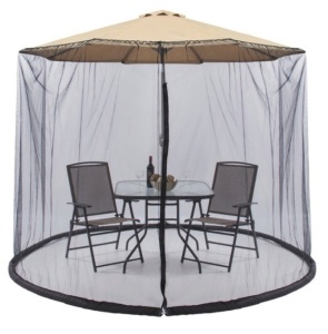 Adjustable Bug Net Accessory for Patio Umbrella w/ Zippered Door - 9ft