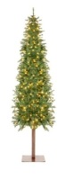 Pre-Lit Artificial Alpine Slim Pencil Christmas Tree w/ LED Lights, Stand, 6ft