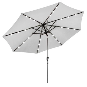 Solar LED Lighted Patio Umbrella w/ Tilt Adjustment, UV-Resistance - 10ft, Fog Gray