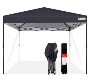 One-Person Setup Instant Pop Up Canopy w/ Wheeled Bag - 10x10ft, Gray