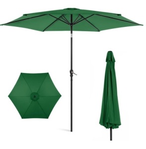 Outdoor Steel Market Patio Umbrella Decoration w/ Tilt, Crank Lift - 10ft, Green