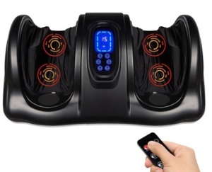 Therapeutic Foot Massager w/ High Intensity Rollers, Remote, 3 Modes, Black