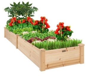 8x2ft Wooden Raised Garden Bed Planter for Garden, Lawn, Yard