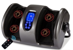 Reflexology Shiatsu Foot Massager w/ High-Intensity Rollers, Remote Control, Gray