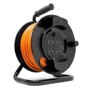 WEN # PC5043R : 50 Ft  14 Guage  heavy duty  5JTW OutDoor Extension Cord reel W / Power Outlet 