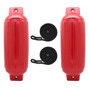 Extreme Max BoatTector Inflatable Vinyl Boat Fenders 2-Pack 8.5" x 27", Red - New 