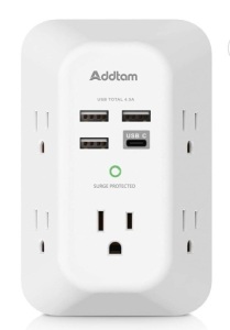 Addtam USB Wall Charger Surge Protector/Extender, 2 Pack, Untested, Appears New, Retail 43.98